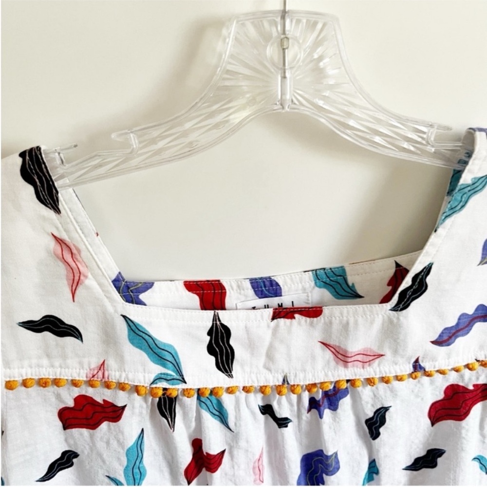 THML Multicolor Patterned Blouse with Pom-Pom Trim - image 4